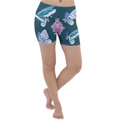 Butterfly Pattern Dead Death Rose Lightweight Velour Yoga Shorts by Sapixe