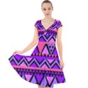 Seamless Purple Pink Pattern Cap Sleeve Front Wrap Midi Dress View1