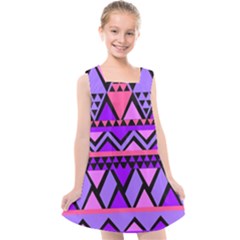 Seamless Purple Pink Pattern Kids  Cross Back Dress