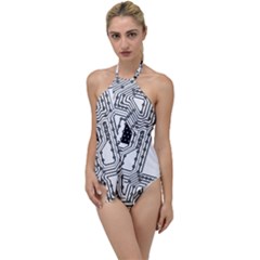 Seamless Pattern Texture Background Go With The Flow One Piece Swimsuit