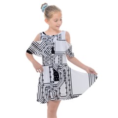 Seamless Pattern Texture Background Kids  Shoulder Cutout Chiffon Dress