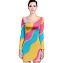 Cake Color Palette Painting Long Sleeve Velvet Bodycon Dress View1