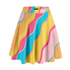 Cake Color Palette Painting High Waist Skirt by Sapixe