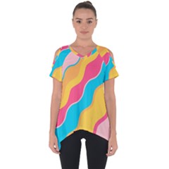 Cake Color Palette Painting Cut Out Side Drop Tee by Sapixe