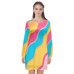 Cake Color Palette Painting Long Sleeve Chiffon Shift Dress  by Sapixe