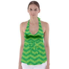 Green Background Abstract Babydoll Tankini Top by Sapixe