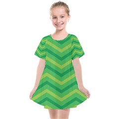 Green Background Abstract Kids  Smock Dress