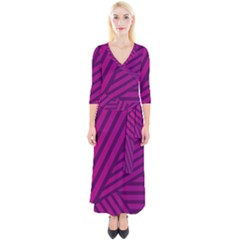 Pattern Lines Stripes Texture Quarter Sleeve Wrap Maxi Dress by Sapixe