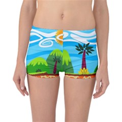 Landscape Background Nature Sky Reversible Boyleg Bikini Bottoms by Sapixe