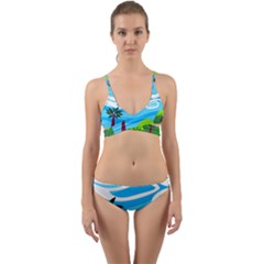 Landscape Background Nature Sky Wrap Around Bikini Set by Sapixe