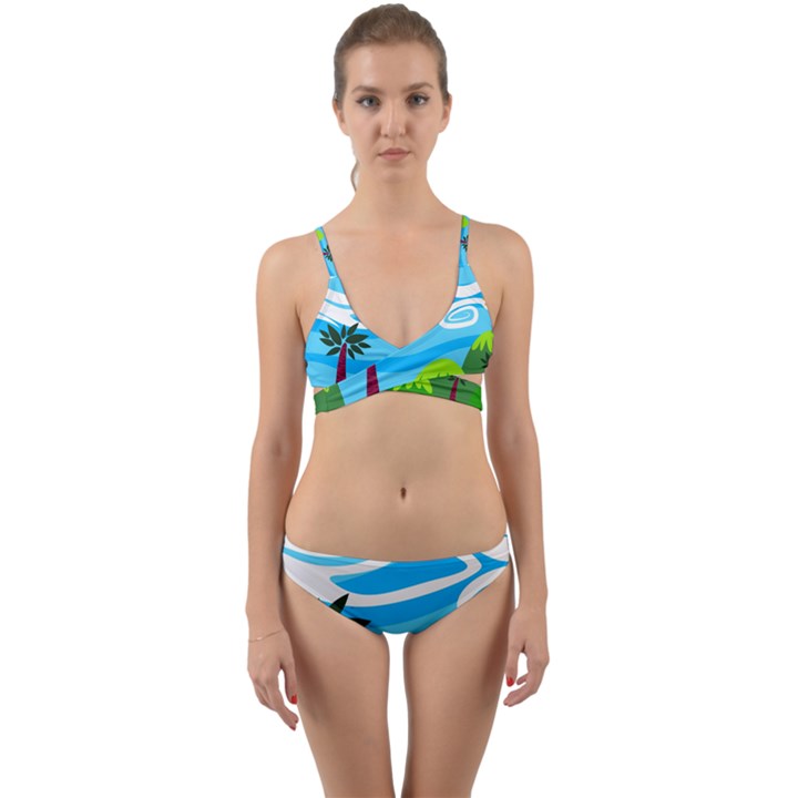 Landscape Background Nature Sky Wrap Around Bikini Set