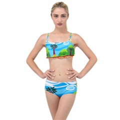 Landscape Background Nature Sky Layered Top Bikini Set by Sapixe