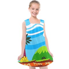 Landscape Background Nature Sky Kids  Cross Back Dress