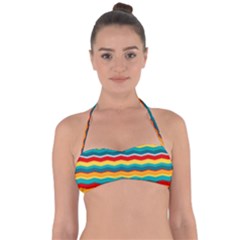 Retro Colors 60 Background Halter Bandeau Bikini Top by Sapixe