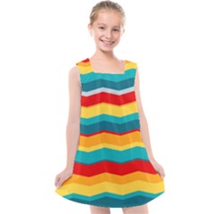 Retro Colors 60 Background Kids  Cross Back Dress by Sapixe