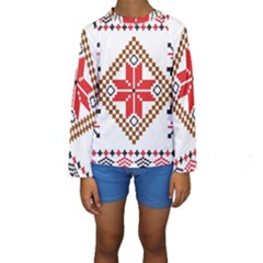 Ornament Stars Textile Crochet Kids  Long Sleeve Swimwear by Sapixe