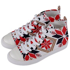 Ornament Stars Textile Crochet Women s Mid-top Canvas Sneakers by Sapixe