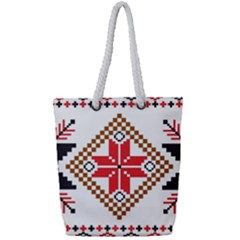 Ornament Stars Textile Crochet Full Print Rope Handle Tote (small) by Sapixe