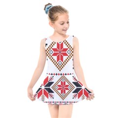 Ornament Stars Textile Crochet Kids  Skater Dress Swimsuit