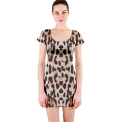 Pattern Leopard Skin Background Short Sleeve Bodycon Dress by Sapixe