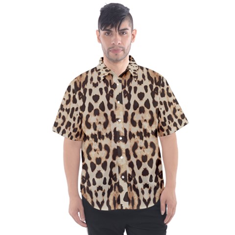 Pattern Leopard Skin Background Men s Short Sleeve Shirt by Sapixe