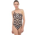 Pattern Leopard Skin Background Classic One Shoulder Swimsuit View1