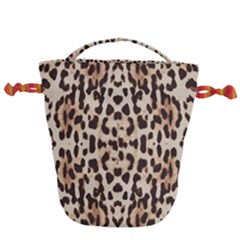 Pattern Leopard Skin Background Drawstring Bucket Bag