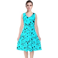 Pattern Flowers Flower Texture V-neck Midi Sleeveless Dress  by Sapixe