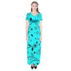 Pattern Flowers Flower Texture Short Sleeve Maxi Dress by Sapixe