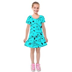 Pattern Flowers Flower Texture Kids  Short Sleeve Velvet Dress by Sapixe