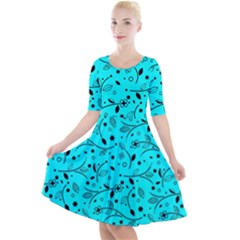 Pattern Flowers Flower Texture Quarter Sleeve A-line Dress