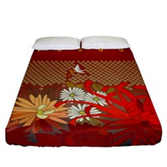 Abstract Background Flower Design Fitted Sheet (california King Size) by Sapixe