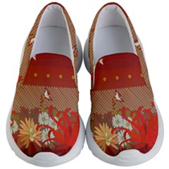 Abstract Background Flower Design Kid s Lightweight Slip Ons by Sapixe