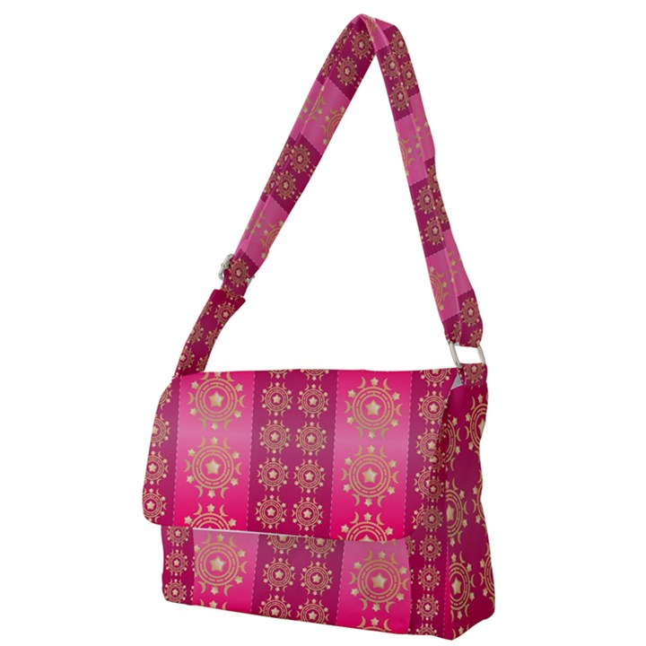 Background Pattern Pink Wallpaper Full Print Messenger Bag