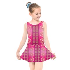 Background Pattern Pink Wallpaper Kids  Skater Dress Swimsuit