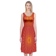 Background Rays Sun Midi Sleeveless Dress by Sapixe