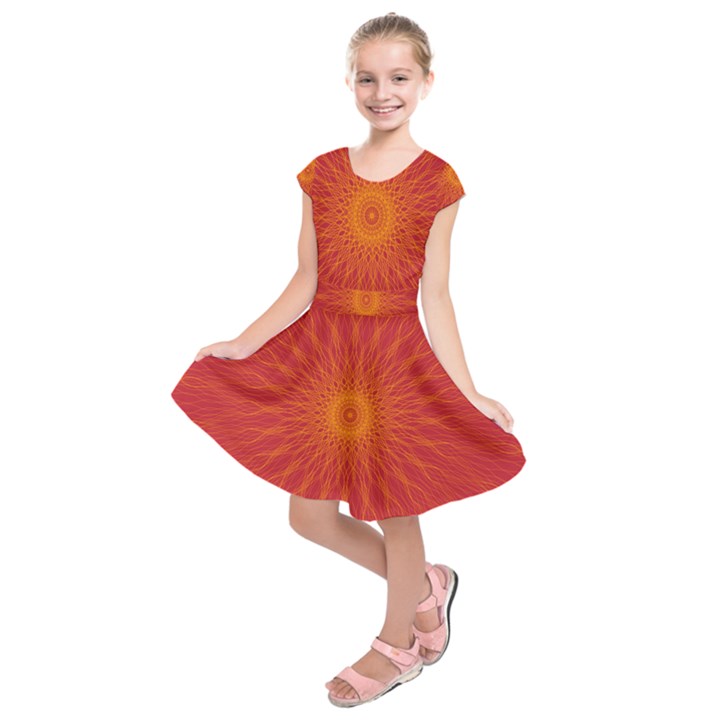 Background Rays Sun Kids  Short Sleeve Dress