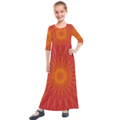 Background Rays Sun Kids  Quarter Sleeve Maxi Dress by Sapixe