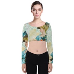 Lady 1112776 1920 Velvet Long Sleeve Crop Top