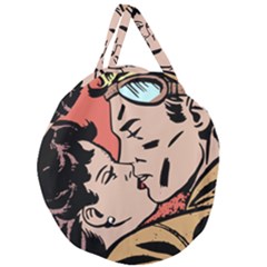 Retrocouplekissing Giant Round Zipper Tote