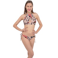 Retrocouplekissing Cross Front Halter Bikini Set