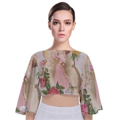 Vintage 1079517 1920 Tie Back Butterfly Sleeve Chiffon Top