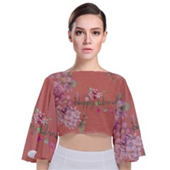 Flower 979466 1280 Tie Back Butterfly Sleeve Chiffon Top by vintage2030