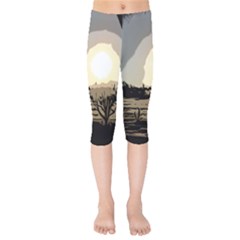 Sunrise Over The Plains Kids  Capri Leggings  by DeneWestUK