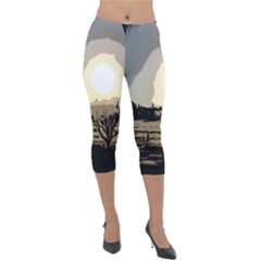 Sunrise Over The Plains Lightweight Velour Capri Leggings 