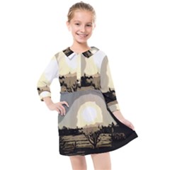 Sunrise Over The Plains Kids  Quarter Sleeve Shirt Dress