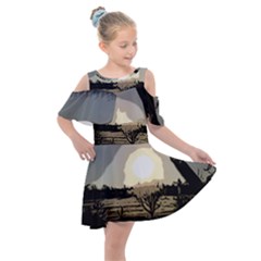 Sunrise Over The Plains Kids  Shoulder Cutout Chiffon Dress by DeneWestUK