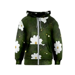 Daisies In Green Kids  Zipper Hoodie