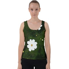 Daisies In Green Velvet Tank Top