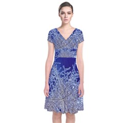 Crystalline Branches Short Sleeve Front Wrap Dress by DeneWestUK